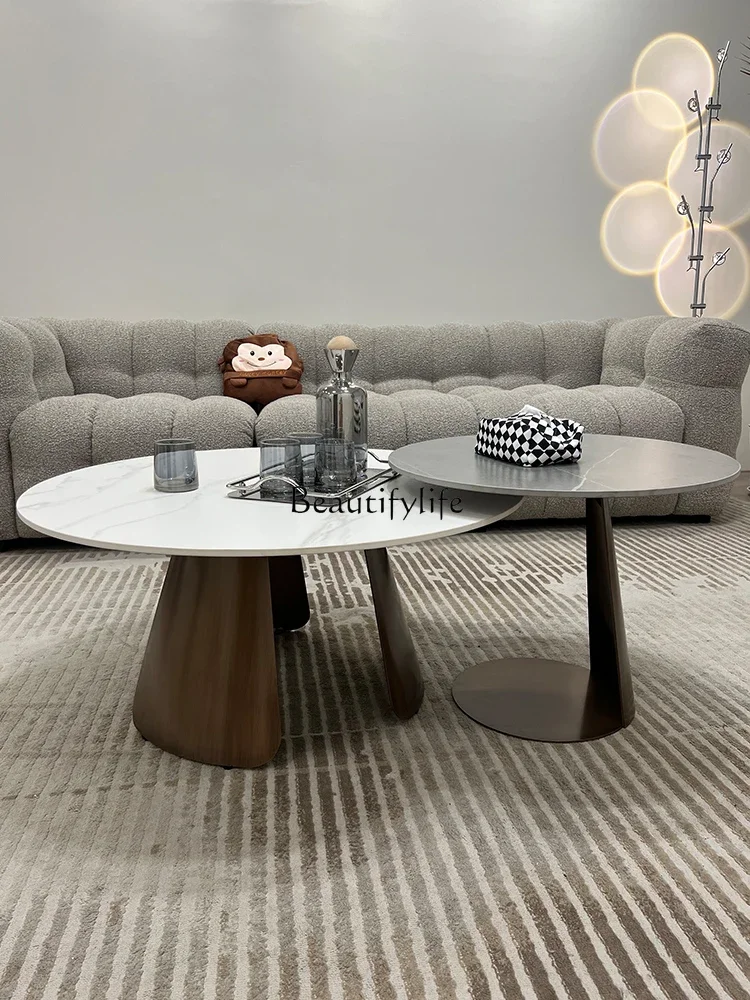 Rock slab coffee table round modern simple light luxury Italian minimalist size round coffee table combination
Rock slab coffee table round modern simple light luxury Italian minimalist size round coffee table combination