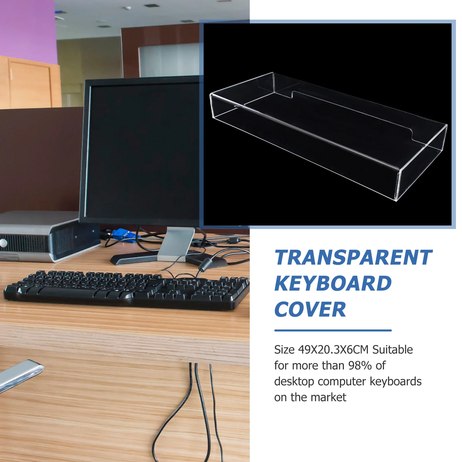 Transparent Acrylic Keyboard Cover 490x203x60mm Water-proof Dust-proof Protective Case for Desktop Keyboards Long-lasting Easy
Transparent Acrylic Keyboard Cover 490x203x60mm Water-proof Dust-proof Protective Case for Desktop Keyboards Long-lasting Easy