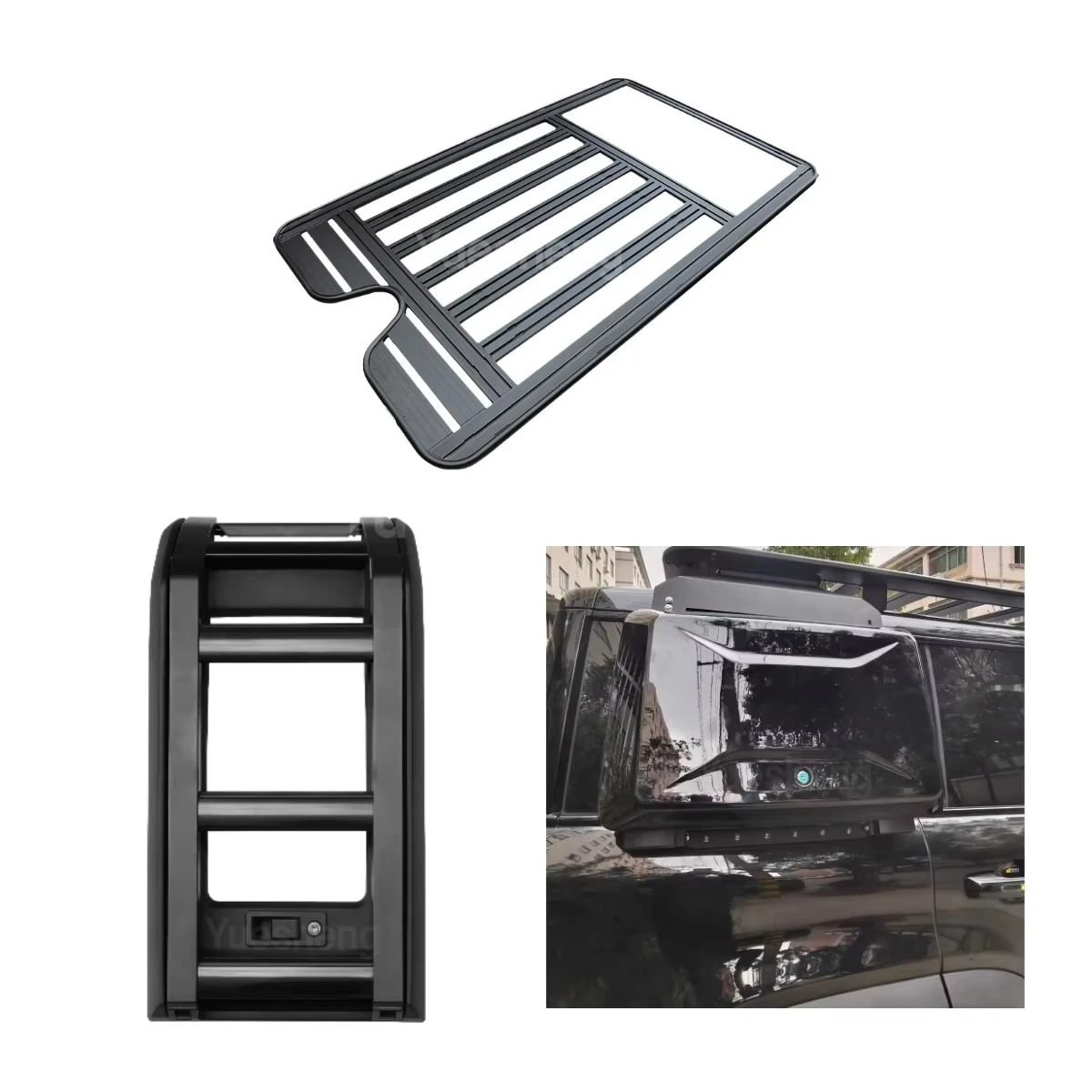 Car Upgraded Aluminum Alloy Roof Rack, Side Ladder, and Side Window Storage Box Kit for BAIC BJ40 Accessories
Car Upgraded Aluminum Alloy Roof Rack, Side Ladder, and Side Window Storage Box Kit for BAIC BJ40 Accessories