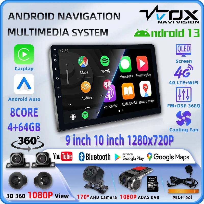 VVOX Universal Android Auto GPS Navigation System QLED Multimedia Large Screen FM Radio Wireless CarPlay Bluetooth WiFi 4G LTE
VVOX Universal Android Auto GPS Navigation System QLED Multimedia Large Screen FM Radio Wireless CarPlay Bluetooth WiFi 4G LTE