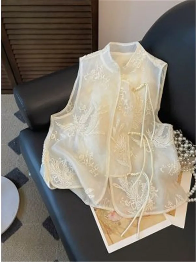 Summer New Chinese Style Lace Embroidered Vest Women Tops High Quality Loose Causal Retro Sleeveless Out Wear Female Clothing
Summer New Chinese Style Lace Embroidered Vest Women Tops High Quality Loose Causal Retro Sleeveless Out Wear Female Clothing