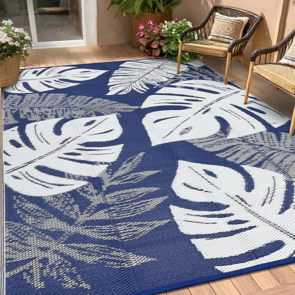 Reversible 8x10 Outdoor Rug with Waterproof Plastic Palm Leaf Pattern, Ideal for Patio, Camping, and More with 4 Stakes and Stor
Reversible 8x10 Outdoor Rug with Waterproof Plastic Palm Leaf Pattern, Ideal for Patio, Camping, and More with 4 Stakes and Stor