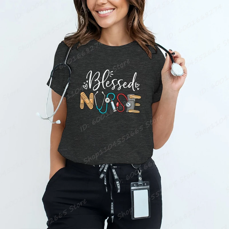 Blessed Nurse Graphic T-Shirts Women Short Sleeve Round Neck Tee Shirt Casual Summer Nurse Clothes Ladies Classic Tops
Blessed Nurse Graphic T-Shirts Women Short Sleeve Round Neck Tee Shirt Casual Summer Nurse Clothes Ladies Classic Tops