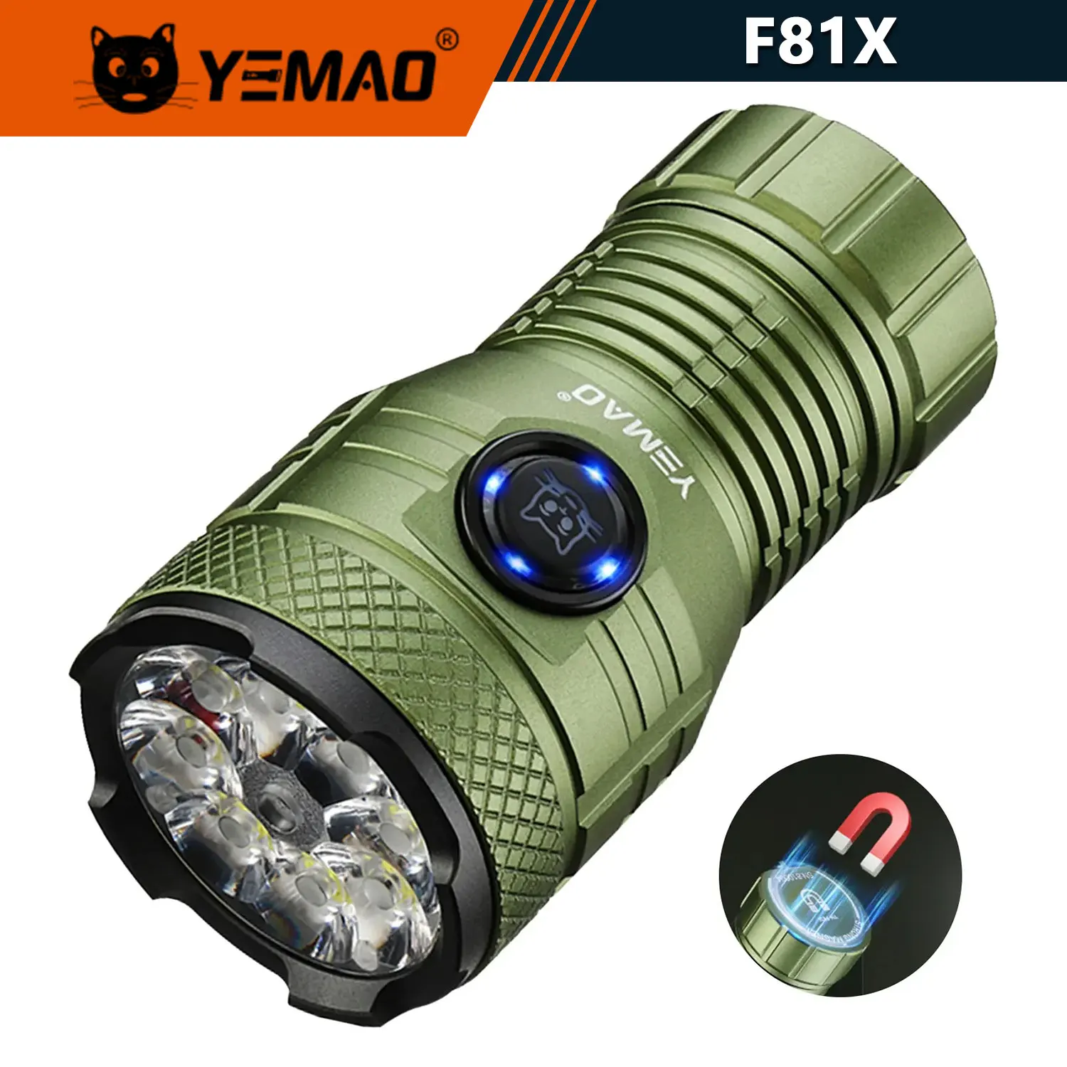 YEMAO F81X 2000LM 8-LED Magnetic Torch, XTE+RED IPX4 26350 USB-C Compact Light for Workshop,Outdoor, night cycling
YEMAO F81X 2000LM 8-LED Magnetic Torch, XTE+RED IPX4 26350 USB-C Compact Light for Workshop,Outdoor, night cycling