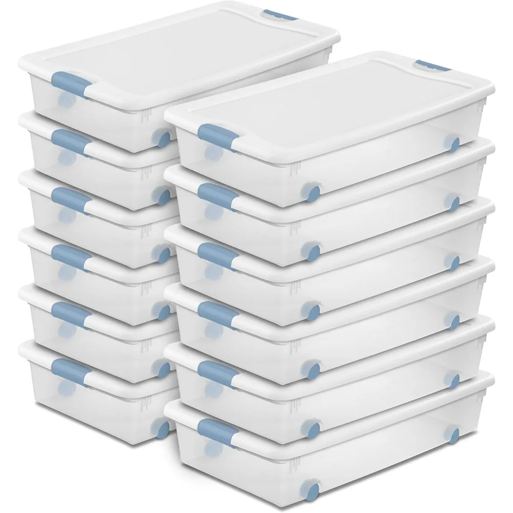12-Pack Latching Box, Under Bed Storage Bins with Lids, Clear Plastic, 56 Quart
12-Pack Latching Box, Under Bed Storage Bins with Lids, Clear Plastic, 56 Quart