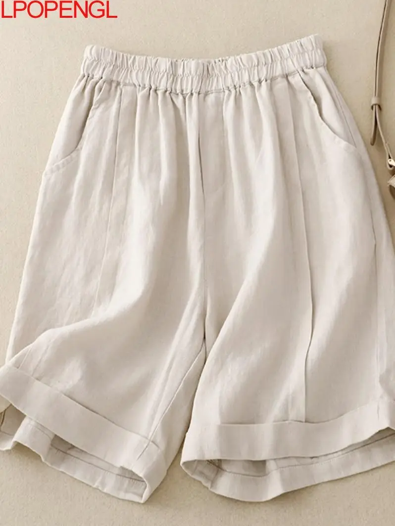 Women's cotton and linen shorts summer thin elastic high waisted wide leg pants 2023 new loose A-line casual capris middle short
Women's cotton and linen shorts summer thin elastic high waisted wide leg pants 2023 new loose A-line casual capris middle short