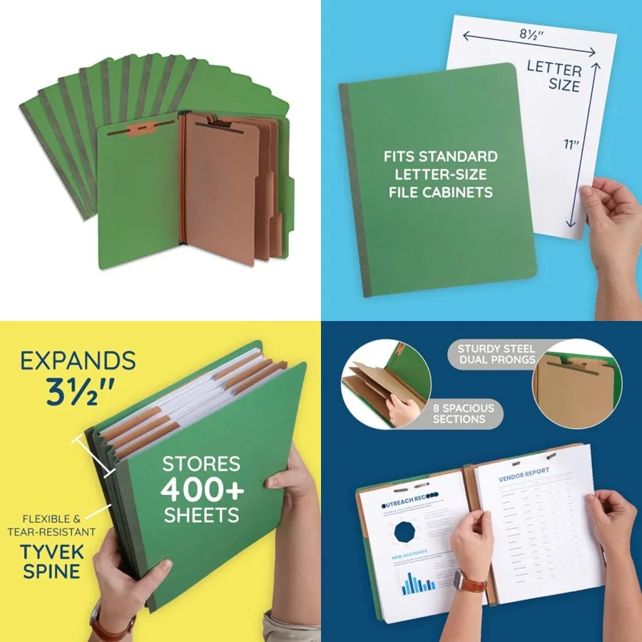 Blue Summit Supplies Green Classification Folders 3 Dividers Letter Size with 2 Inch Tyvek Expansions Ideal for Organizing Medi
Blue Summit Supplies Green Classification Folders 3 Dividers Letter Size with 2 Inch Tyvek Expansions Ideal for Organizing Medi