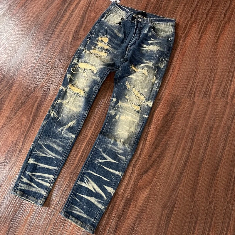Hip-hop Fashion Folding Pattern Tight Elastic Jeans Men Women Streetwear High Quality Y2k Ripped Hole Denim Trousers
Hip-hop Fashion Folding Pattern Tight Elastic Jeans Men Women Streetwear High Quality Y2k Ripped Hole Denim Trousers