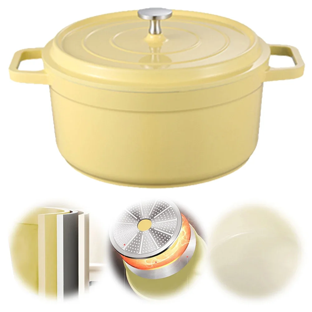 Enameled Cast Aluminum Dutch Oven with Lid Non-Stick Heavy Duty Stock Pot Dutch Oven Pot Multifunctional Cookware
Enameled Cast Aluminum Dutch Oven with Lid Non-Stick Heavy Duty Stock Pot Dutch Oven Pot Multifunctional Cookware