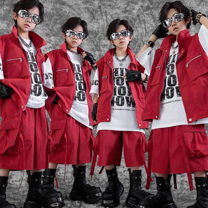 Cool Boys Street Dance Clothing Hip Hop Dance Performance Costume Red Shorts White Letter Top T-Shirt Kids Jazz Outfit VDL3946
Cool Boys Street Dance Clothing Hip Hop Dance Performance Costume Red Shorts White Letter Top T-Shirt Kids Jazz Outfit VDL3946