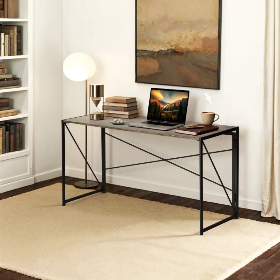 55.1" Writing Desk - Walnut Finish with Metal Frame
55.1" Writing Desk - Walnut Finish with Metal Frame