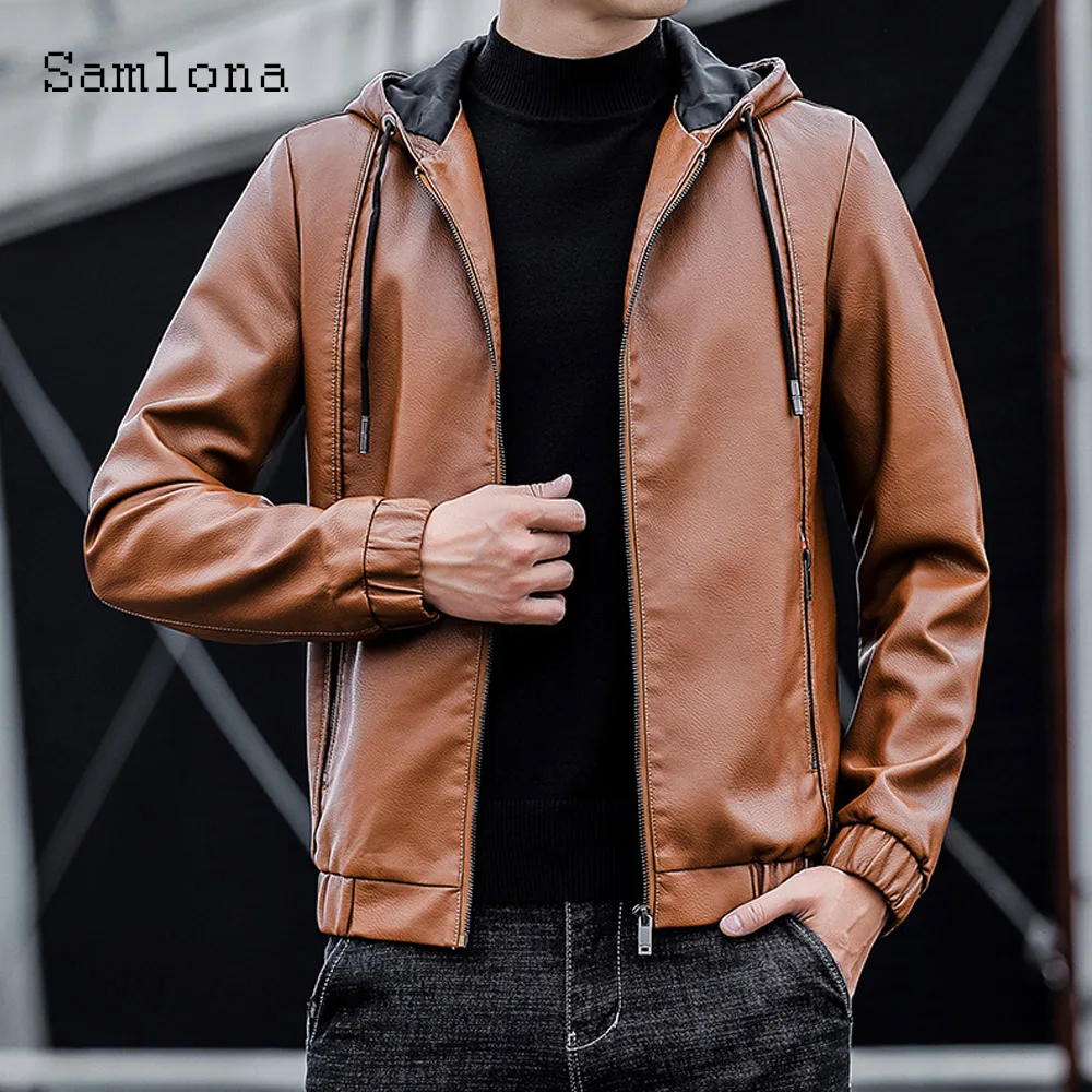Men Hooded Pu Leather Jackets 2025 Spring Casual Motorcycle Jacket Brown Soft Faux Leather Coats Men's Pocket Zipper Outerwear
Men Hooded Pu Leather Jackets 2025 Spring Casual Motorcycle Jacket Brown Soft Faux Leather Coats Men's Pocket Zipper Outerwear