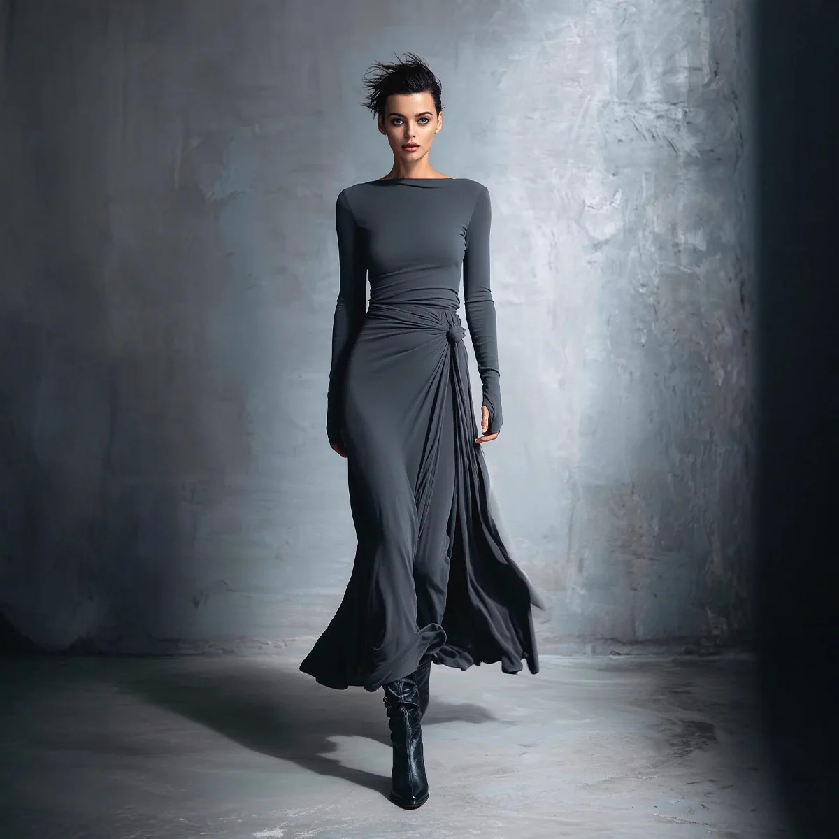 2026 Spring Summer Women Dress Grey Knitted Wrap Tie Maxi Dresses Outfit
2026 Spring Summer Women Dress Grey Knitted Wrap Tie Maxi Dresses Outfit