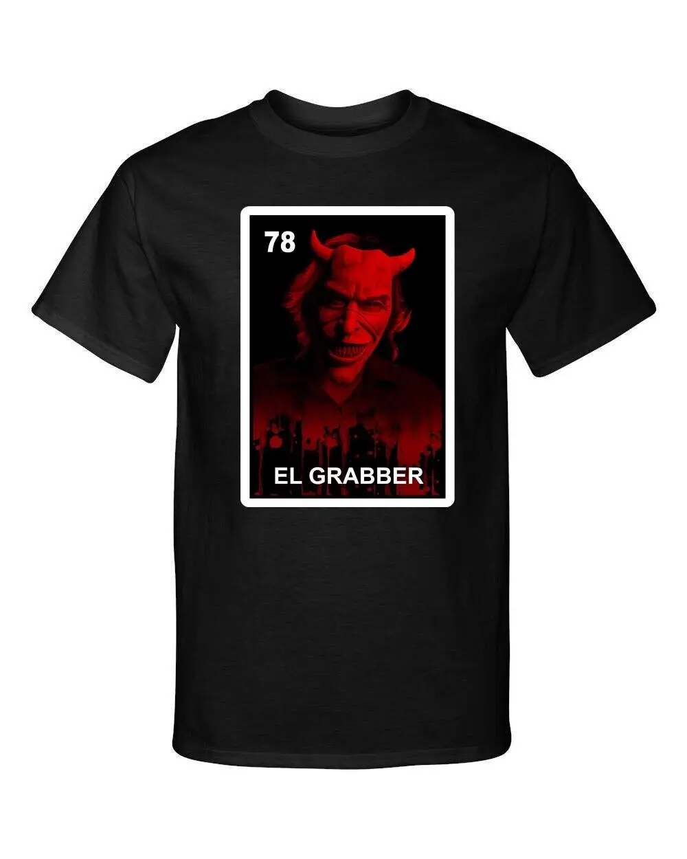 El Grabber Black Phone HHN Horror Halloween Loteria Mexican Bingo Tee Shirt
El Grabber Black Phone HHN Horror Halloween Loteria Mexican Bingo Tee Shirt