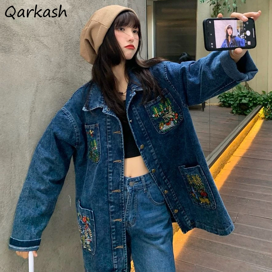 Denim Jackets Women Design Pockets Embroidery Basic Jacket Streetwear Retro Single Breasted Outwear Harajuku Korean Coats Mujer
Denim Jackets Women Design Pockets Embroidery Basic Jacket Streetwear Retro Single Breasted Outwear Harajuku Korean Coats Mujer