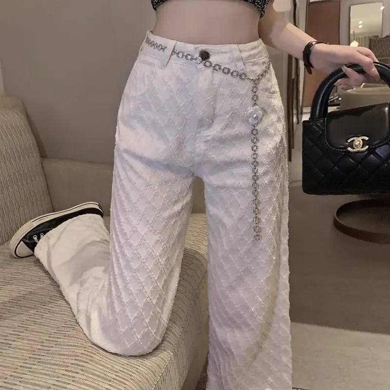 Simplicity Office Lady White Geometric Jeans Women Spring Summer Fashion High Waist Wide Leg Trend All-match Casual Trousers
Simplicity Office Lady White Geometric Jeans Women Spring Summer Fashion High Waist Wide Leg Trend All-match Casual Trousers
