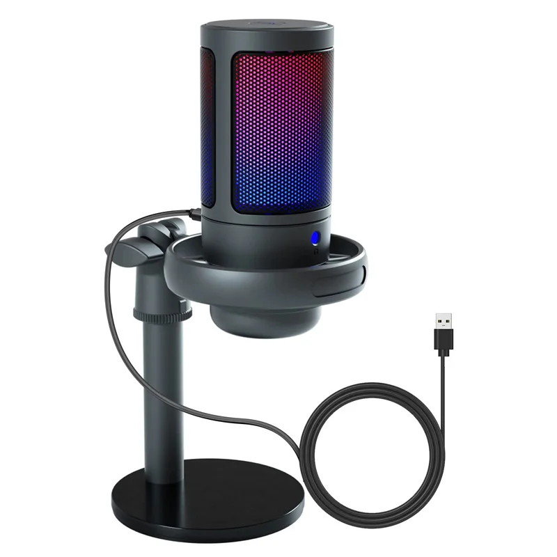 Condenser Metal Microphone with RGB Lights Professional Streaming Recording Desktop Stand USB Mic for PC Computer Notebook
Condenser Metal Microphone with RGB Lights Professional Streaming Recording Desktop Stand USB Mic for PC Computer Notebook