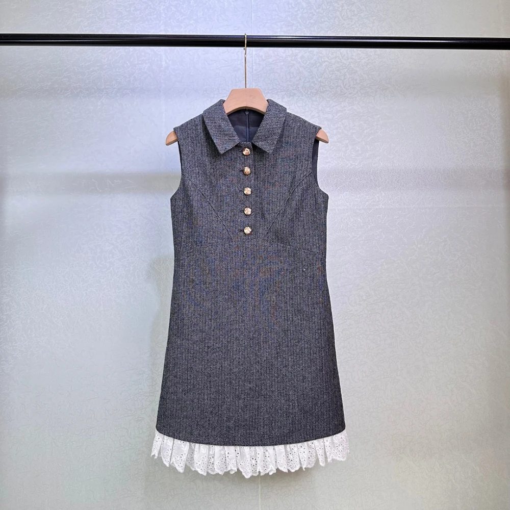 Women's Sleeveless Peter Pan Collar Tweed Dress with Lace Hem Mini A-Line Dress Elegant Office Wear Casual Party Dress 2026 Y2k
Women's Sleeveless Peter Pan Collar Tweed Dress with Lace Hem Mini A-Line Dress Elegant Office Wear Casual Party Dress 2026 Y2k