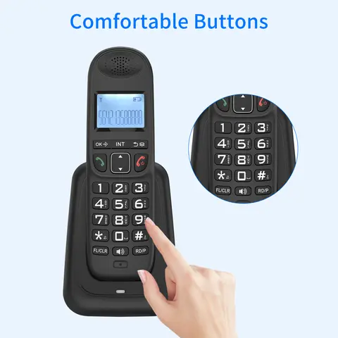 Cordless Phone System ID Support 5 Handsets Connection Hands-free Calls Intercom Conference Call Mute Function 16 Languages