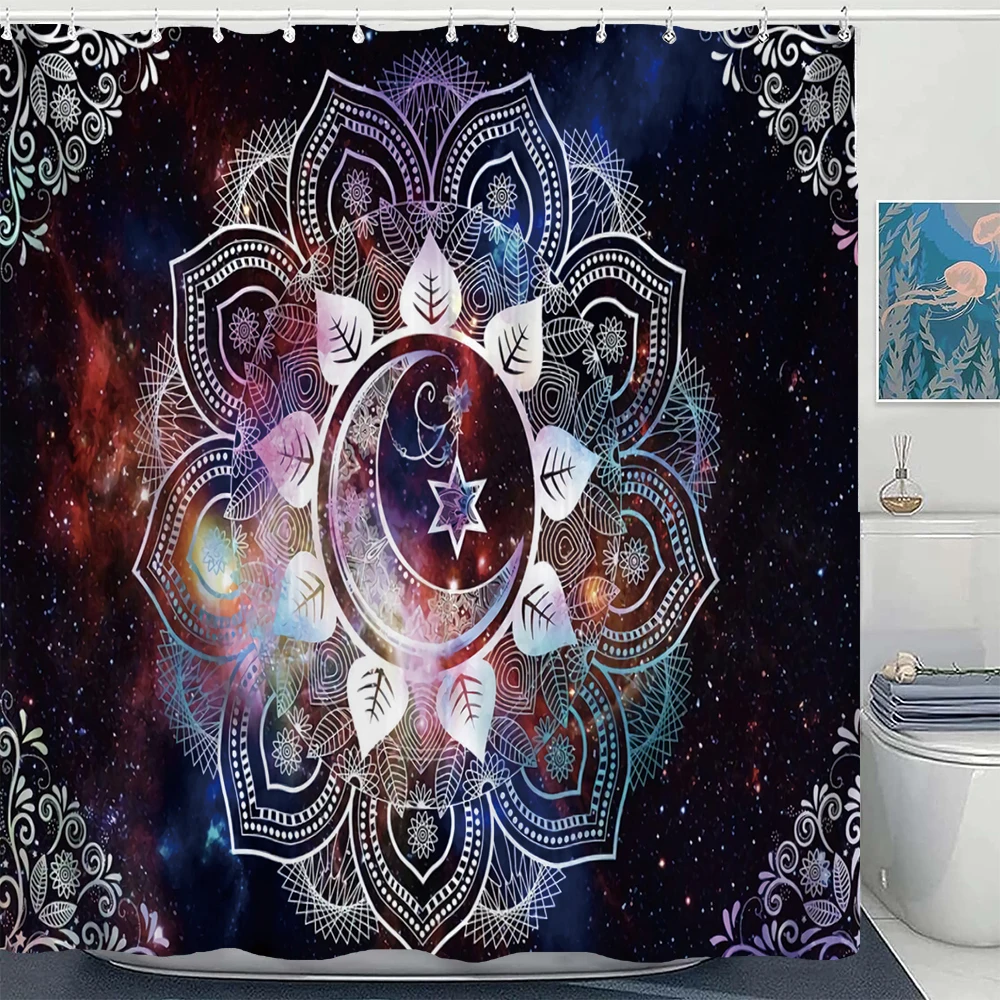1pc Modern Datura pattern Shower Curtain with Hooks - Waterproof Polyester fabric and mandala Design for Bathroom Curtain
1pc Modern Datura pattern Shower Curtain with Hooks - Waterproof Polyester fabric and mandala Design for Bathroom Curtain