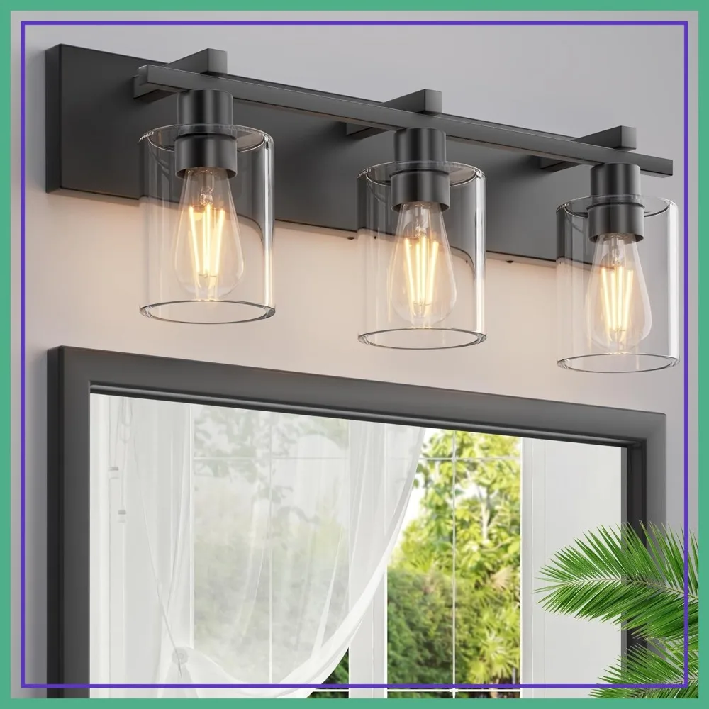 3-Light Matte Black Bathroom Vanity Light, 21" Dimmable Wall Sconce with Clear Glass Shade
3-Light Matte Black Bathroom Vanity Light, 21" Dimmable Wall Sconce with Clear Glass Shade
