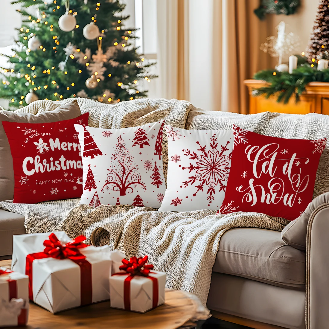 Red Christmas Decoration Pillowcase Printed Polyester 40/45/50cm Throw Pillowcover Decorative Sofa Cushion Pillowslip Home Decor
Red Christmas Decoration Pillowcase Printed Polyester 40/45/50cm Throw Pillowcover Decorative Sofa Cushion Pillowslip Home Decor