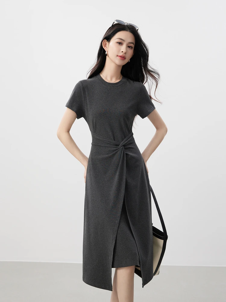 Elegant High Elastic T-Shirt Dress Women's Wrap Waist Cover Belly Long Shoulder Banded Summer New Style Casual Fashion Dress
Elegant High Elastic T-Shirt Dress Women's Wrap Waist Cover Belly Long Shoulder Banded Summer New Style Casual Fashion Dress