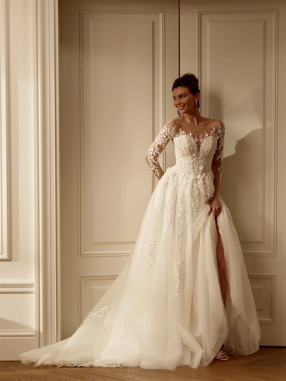 Customized Elegant White Organza Wedding Dress Classic O-Neck Long Sleeves Bridal Gowns Soft A-Line Court Train Vestido De Novia
Customized Elegant White Organza Wedding Dress Classic O-Neck Long Sleeves Bridal Gowns Soft A-Line Court Train Vestido De Novia