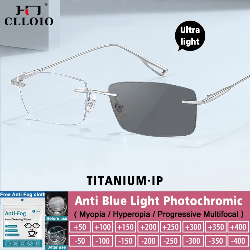 CLLOIO Simple Ultralight Rimless Myopia Glasses Men Women Pure Titanium Computer Reading Glasses Multifocal Photochromic Eyewear
CLLOIO Simple Ultralight Rimless Myopia Glasses Men Women Pure Titanium Computer Reading Glasses Multifocal Photochromic Eyewear