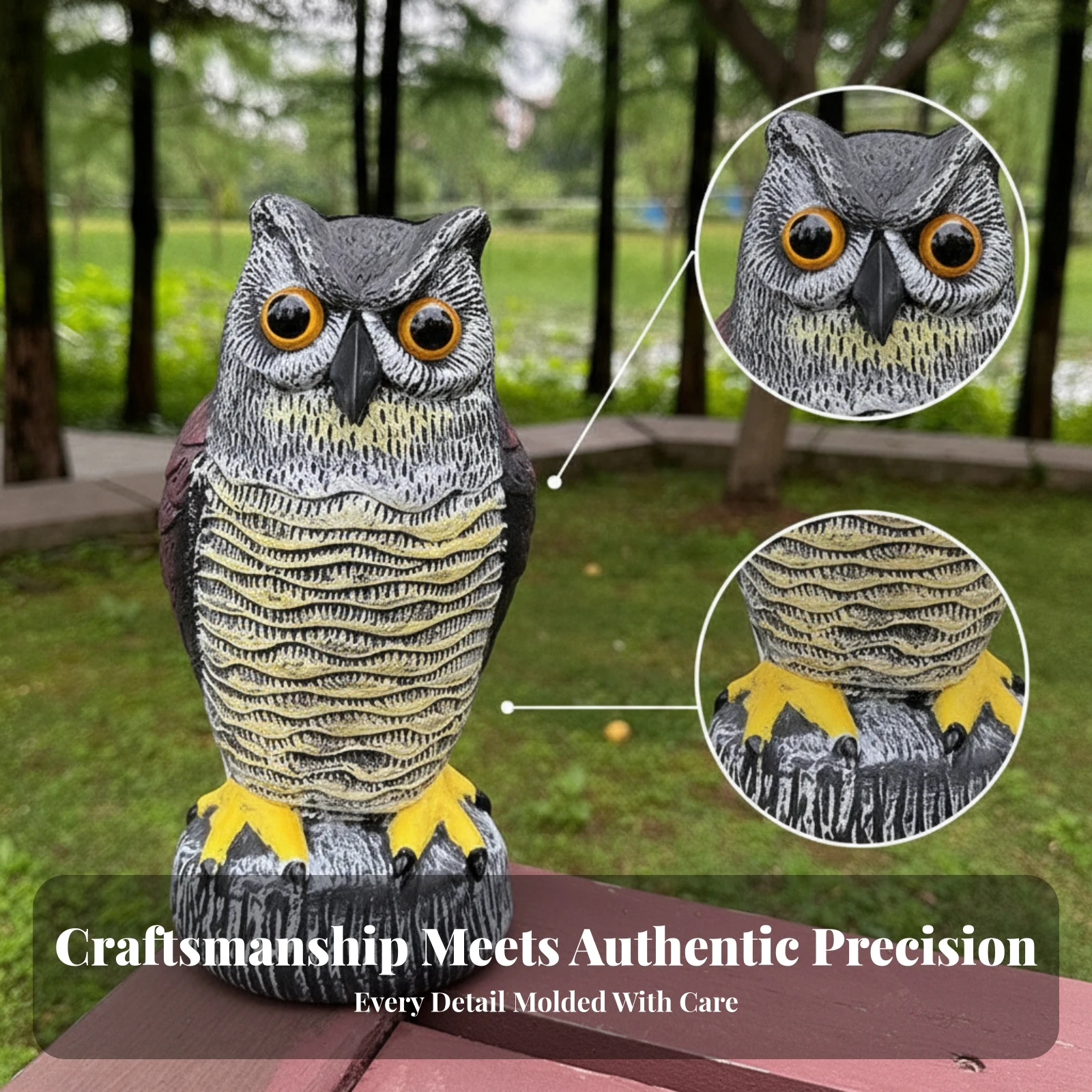 Realistic Owl Figurine Feather-Textured Standing Owl Ornament Gray and Black Lifelike Design for Landscape
Realistic Owl Figurine Feather-Textured Standing Owl Ornament Gray and Black Lifelike Design for Landscape