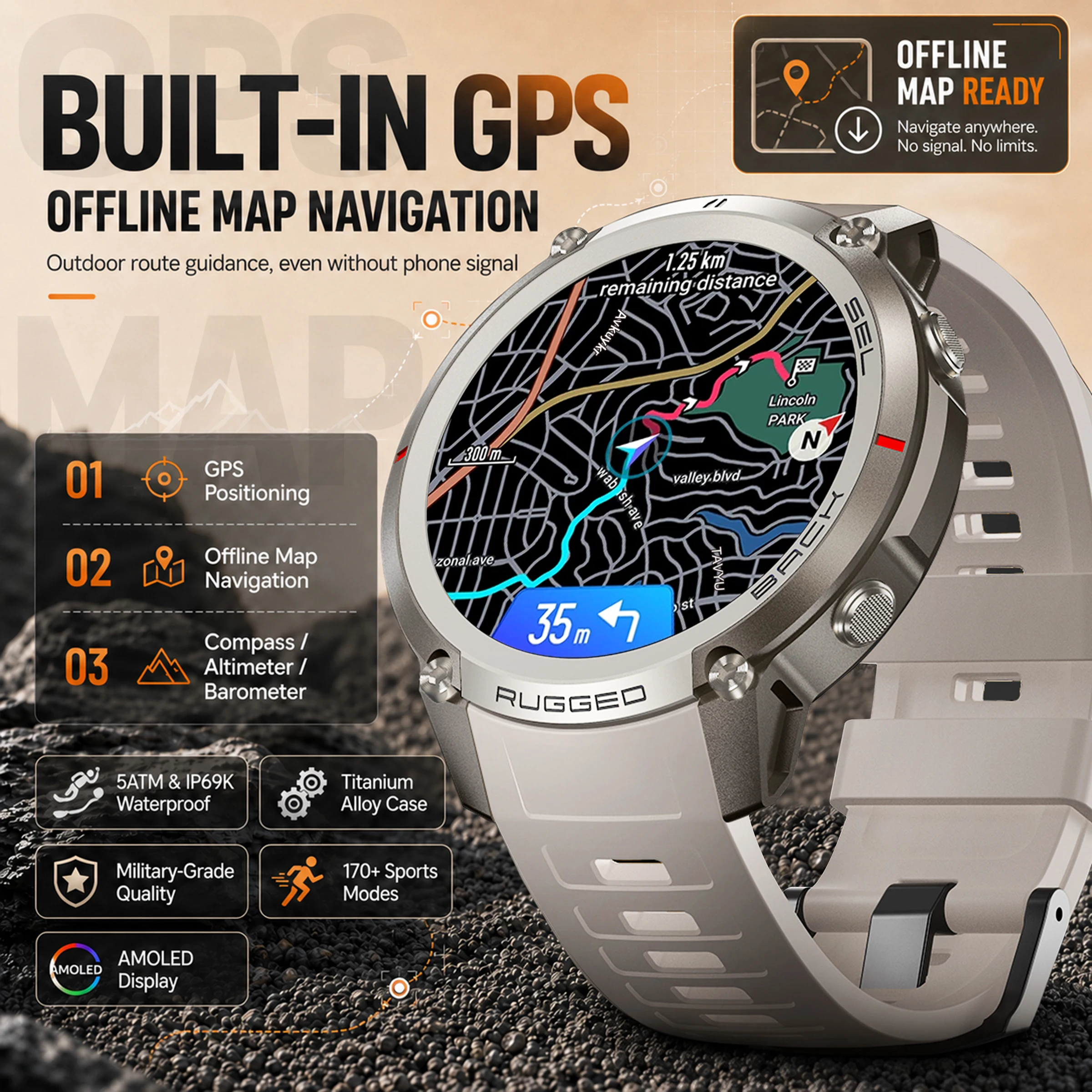2026 New GPS Offline Map Smart Watch Men Built-in 6-GNSS 5ATM Swim Waterproof Compass Altimeter 170+ Sports Military Smartwatch
2026 New GPS Offline Map Smart Watch Men Built-in 6-GNSS 5ATM Swim Waterproof Compass Altimeter 170+ Sports Military Smartwatch