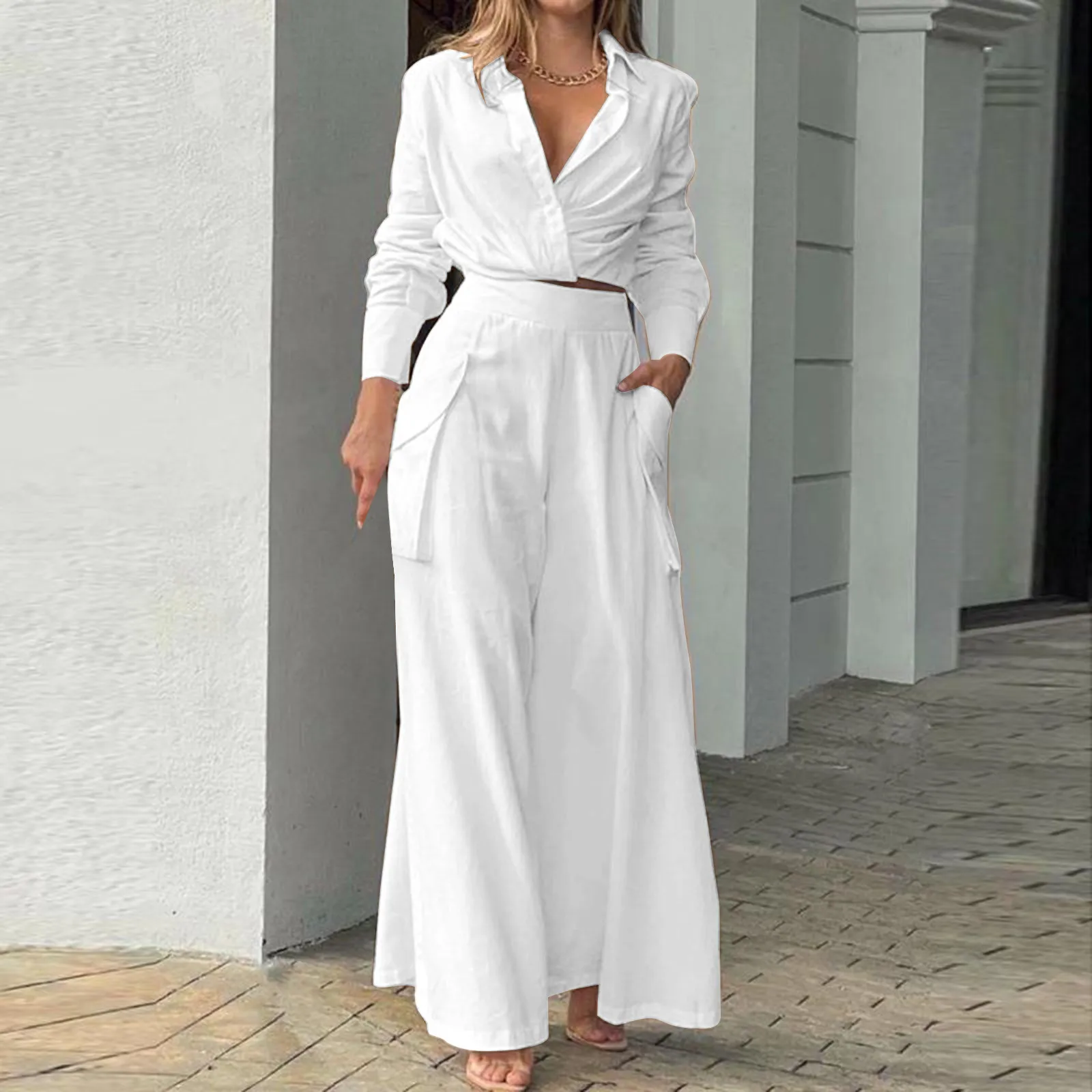 Elegant Solid Color Two Piece Outfits Sexy Lady Twist Knot Belt Tops Shirt&Dress Pants Sets 2023 Women Long Sleeve Loose Suit
Elegant Solid Color Two Piece Outfits Sexy Lady Twist Knot Belt Tops Shirt&Dress Pants Sets 2023 Women Long Sleeve Loose Suit