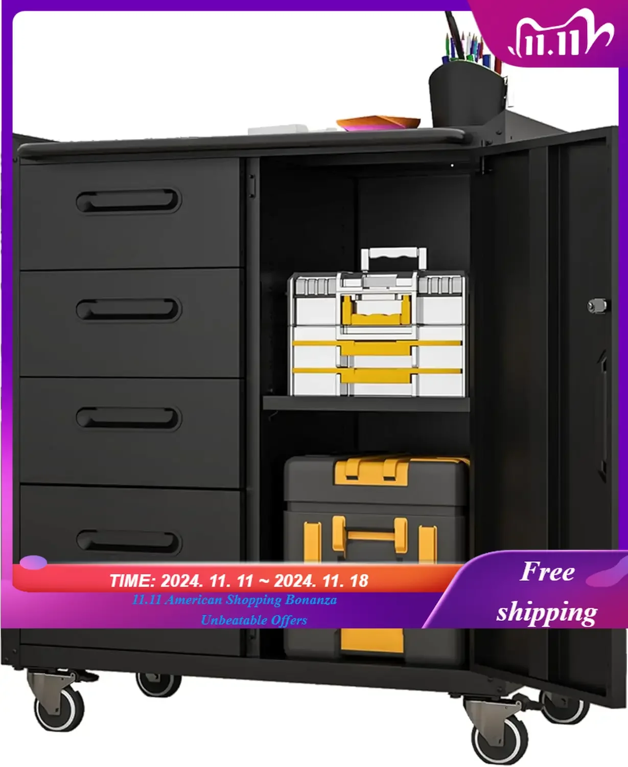 Rolling Garage Storage Cabinet with Door and Drawer, Lockable Metal Tool Cabinet on Wheels for Garage, Home, Office,
Rolling Garage Storage Cabinet with Door and Drawer, Lockable Metal Tool Cabinet on Wheels for Garage, Home, Office,