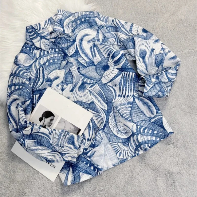 Satin Women's Shirts Summer 2023 New Silk Prints Casual Blouses Loose Long Sleeves Ladies Clothing O-neck Tops
Satin Women's Shirts Summer 2023 New Silk Prints Casual Blouses Loose Long Sleeves Ladies Clothing O-neck Tops