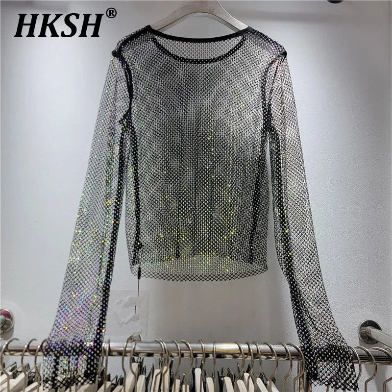 HKSH Весна Лето Новые женские модные шикарные уличные модные повседневные прозрачные топы с длинными рукавами и круглым вырезом с бриллиантами HK5516
HKSH Весна Лето Новые женские модные шикарные уличные модные повседневные прозрачные топы с длинными рукавами и круглым вырезом с бриллиантами HK5516