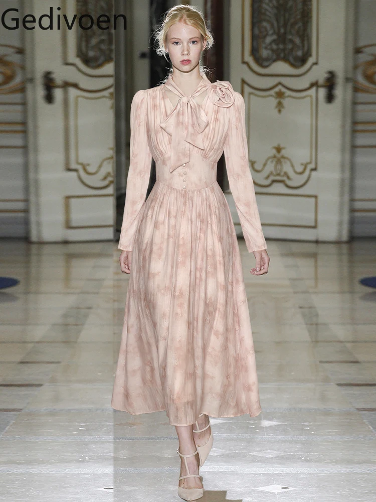 Gedivoen Summer Fashion Designer Vintage Floral Dresses Women V-neck Lace-up Three-dimensional Long-sleeved Waist Elegant Dress
Gedivoen Summer Fashion Designer Vintage Floral Dresses Women V-neck Lace-up Three-dimensional Long-sleeved Waist Elegant Dress