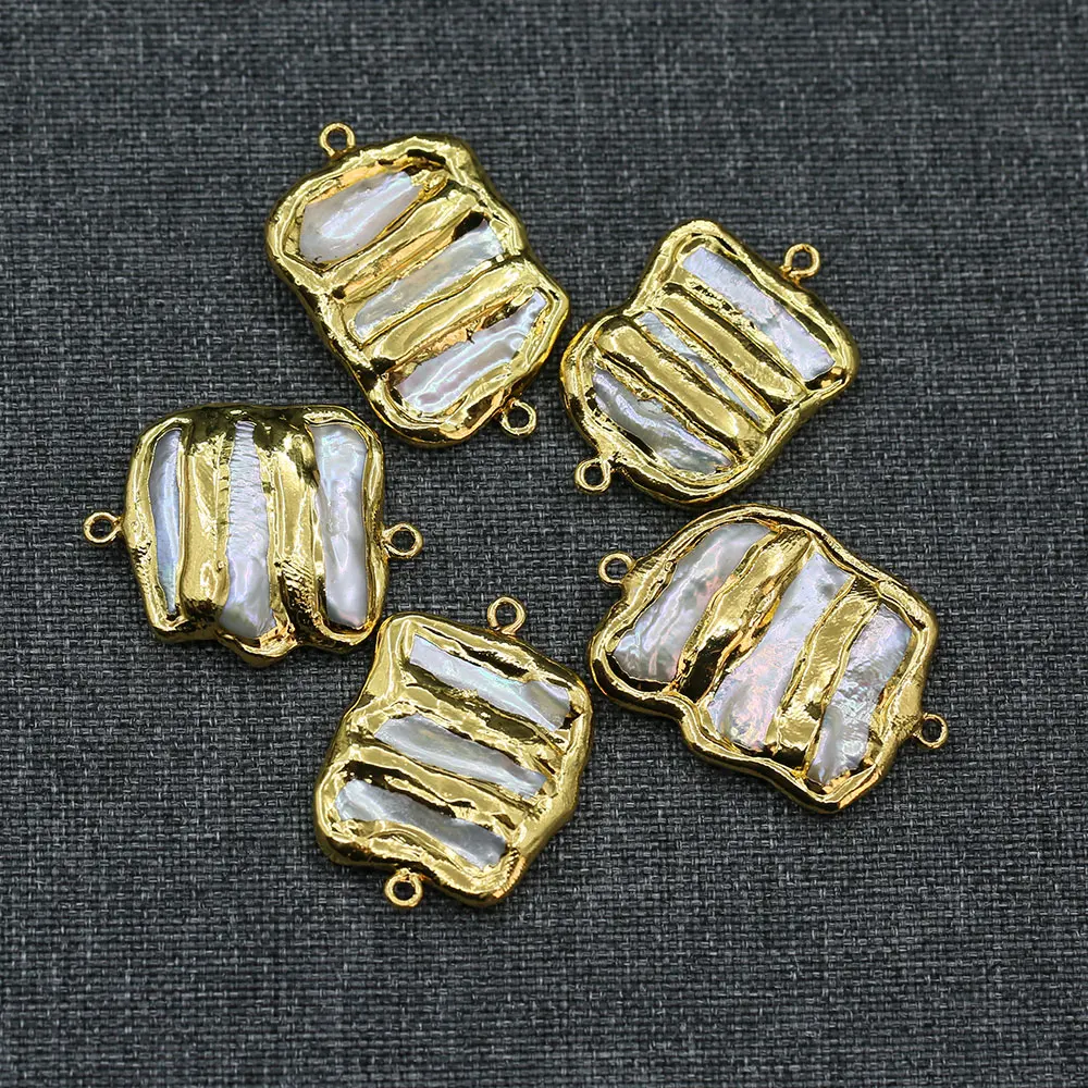 5Pcs Natural Freshwater Biwa Pearl Irregular Shape Gold Plated Connector For Necklace Making DIY
5Pcs Natural Freshwater Biwa Pearl Irregular Shape Gold Plated Connector For Necklace Making DIY