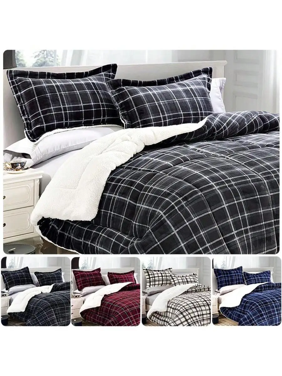 Plaid Microsuede Fleece Reversible Sherpa Comforter Set With Shams 3pcs Full Queen King
Plaid Microsuede Fleece Reversible Sherpa Comforter Set With Shams 3pcs Full Queen King