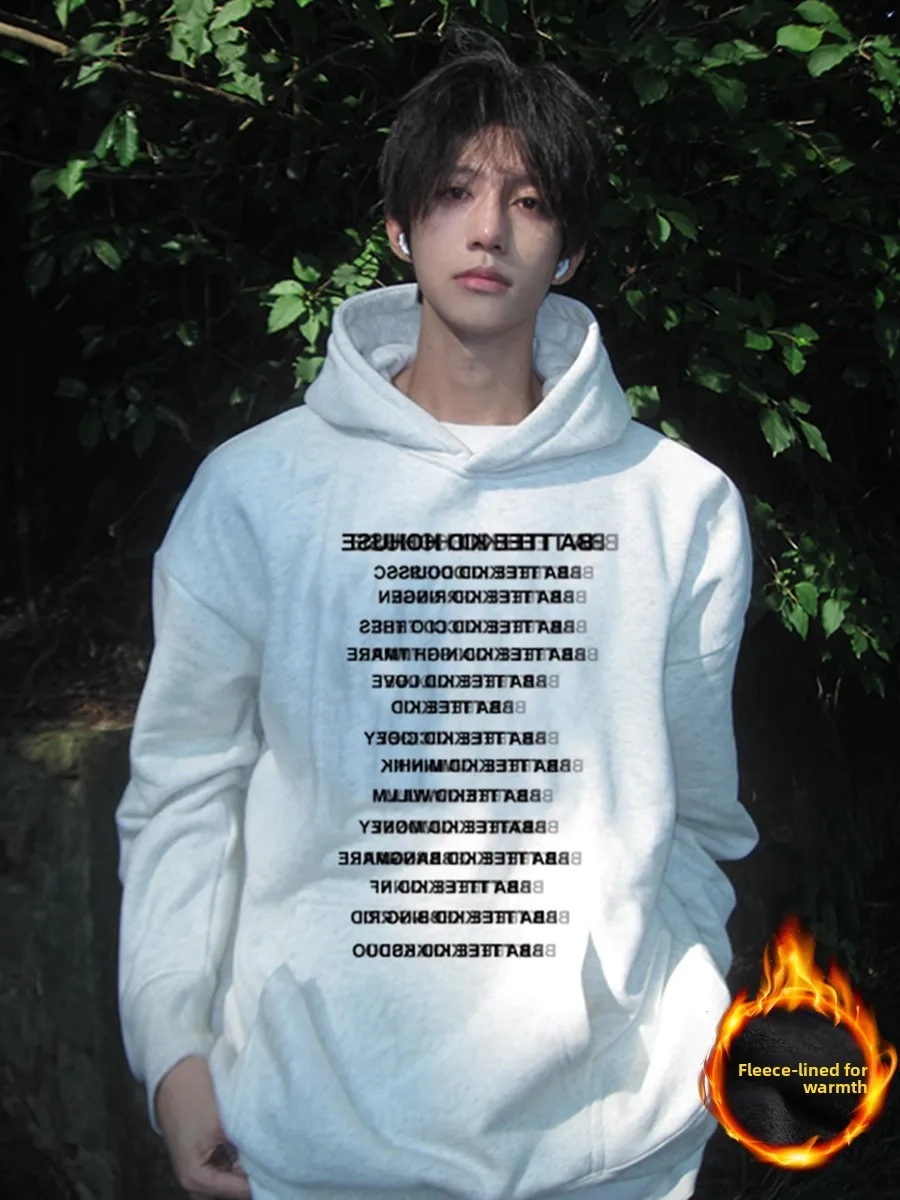 Men's Fce-lined Hoodie Sweatirt Letter Print Warmth Casual Streetwear Autumn Winter Faionable Outerwear for Teens
Men's Fce-lined Hoodie Sweatirt Letter Print Warmth Casual Streetwear Autumn Winter Faionable Outerwear for Teens