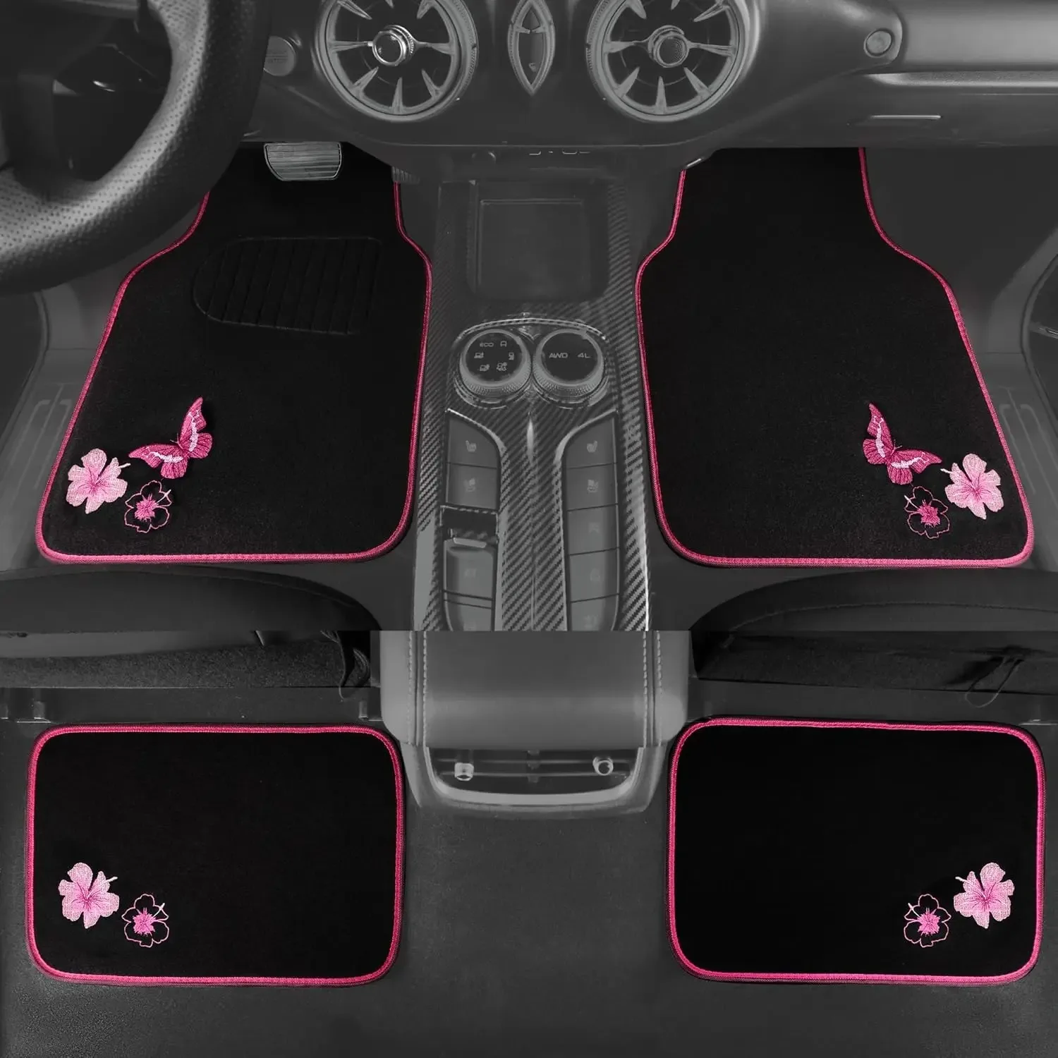 Pink Butterfly Flower Car Floor Mats, Universal Fit for SUVs Sedans Vans, Cute Girly Set of 4
Pink Butterfly Flower Car Floor Mats, Universal Fit for SUVs Sedans Vans, Cute Girly Set of 4