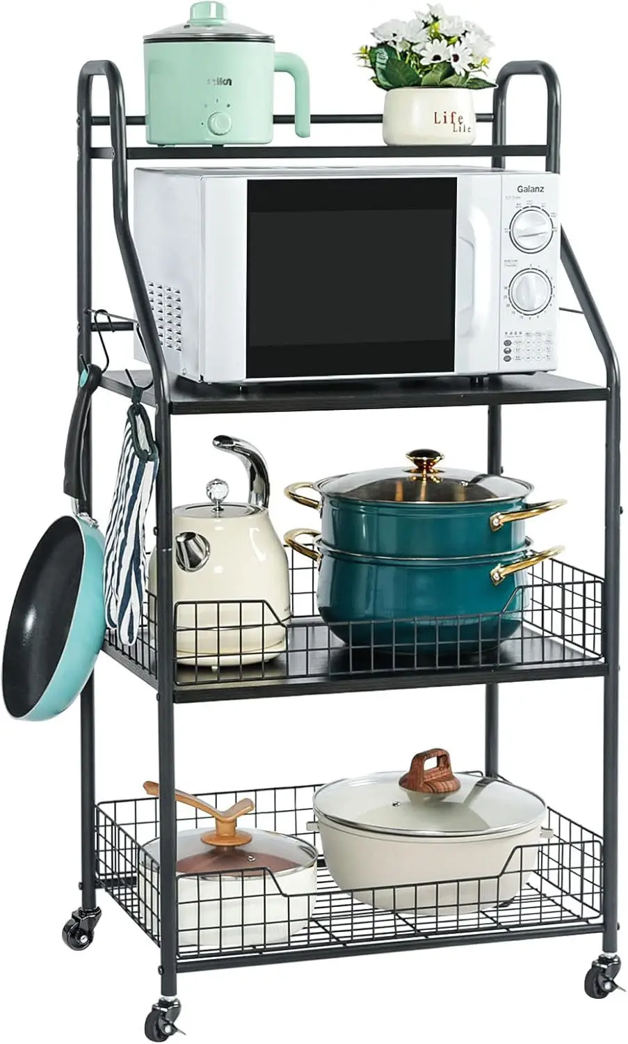 DSA kitchen multi-layer basket microwave oven rack fruit and vegetable spice finishing rack with wheels mobile cart
DSA kitchen multi-layer basket microwave oven rack fruit and vegetable spice finishing rack with wheels mobile cart