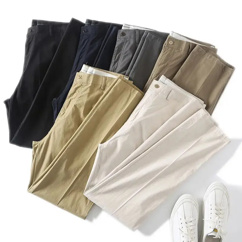 Business Casual Men's Cotton Pants Spring Autumn Straight Leg Breathable Comfortable Pure Color Leisure Trousers
Business Casual Men's Cotton Pants Spring Autumn Straight Leg Breathable Comfortable Pure Color Leisure Trousers