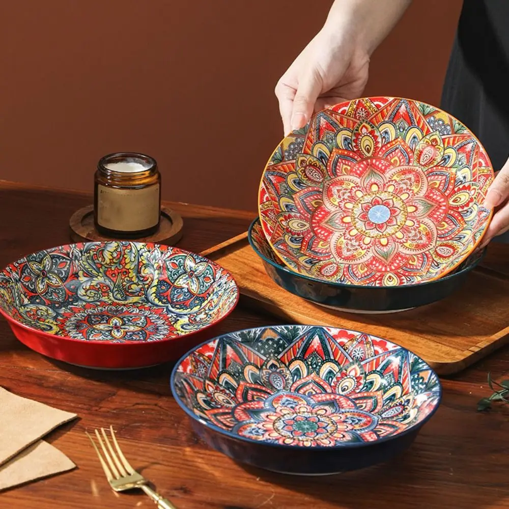 Salad Dish Flower Pattern Bohemian Ceramic Plate Round Underglaze Dinner Plate Colorful Deepened Meal Dish Housewarming Gift
Salad Dish Flower Pattern Bohemian Ceramic Plate Round Underglaze Dinner Plate Colorful Deepened Meal Dish Housewarming Gift
