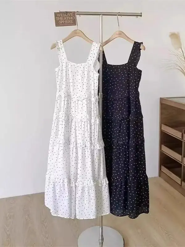 Sweet Polka Dot Ruffle Hem Maxi Dress Women's Summer Slimming Strap Long Dress Gentle Style plus Size 300 Pounds Casual Wear
Sweet Polka Dot Ruffle Hem Maxi Dress Women's Summer Slimming Strap Long Dress Gentle Style plus Size 300 Pounds Casual Wear