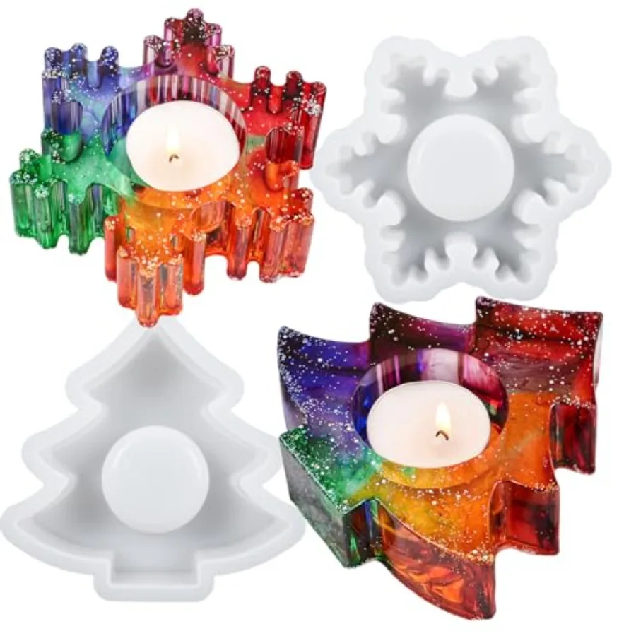 Christmas Resin Molds, 2PCS Snowflake Tree Candle Holder Silicone Resin Mold, 3D Christmas Epoxy Casting Mold, DIY Tealight Vot
Christmas Resin Molds, 2PCS Snowflake Tree Candle Holder Silicone Resin Mold, 3D Christmas Epoxy Casting Mold, DIY Tealight Vot