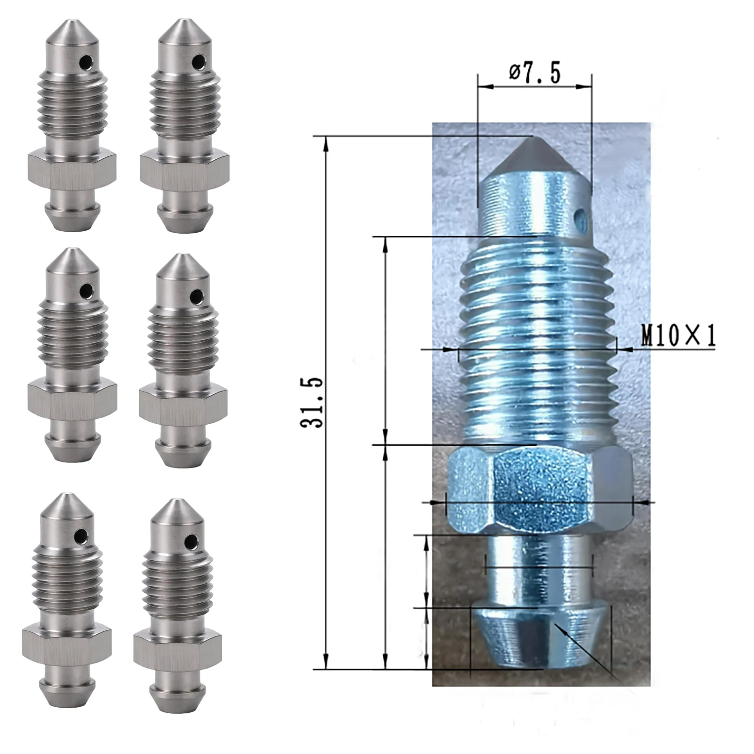 6 Pcs Length 31.5mm M10X1 Bleed Screw For Brake Wheel Cylinder Thread M10 x 1.0 Length 31.5mm Autoparts Accessories
6 Pcs Length 31.5mm M10X1 Bleed Screw For Brake Wheel Cylinder Thread M10 x 1.0 Length 31.5mm Autoparts Accessories
