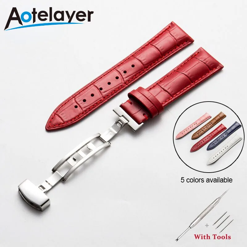 16 18 20 22 24mm Leather Watch Band Butterfly Buckle Flat Head Universal Straps Women Men Colorful Waterproof Belt
16 18 20 22 24mm Leather Watch Band Butterfly Buckle Flat Head Universal Straps Women Men Colorful Waterproof Belt
