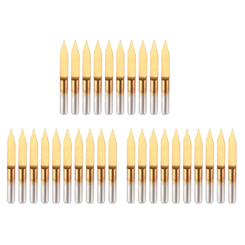 A84X-30Pcs 30 Degree 0.1Mm Tip Titanium Coated Flat Bottom Carbide PCB Engraving Bits V-Shape CNC Router Cutter Cutting Tool
A84X-30Pcs 30 Degree 0.1Mm Tip Titanium Coated Flat Bottom Carbide PCB Engraving Bits V-Shape CNC Router Cutter Cutting Tool