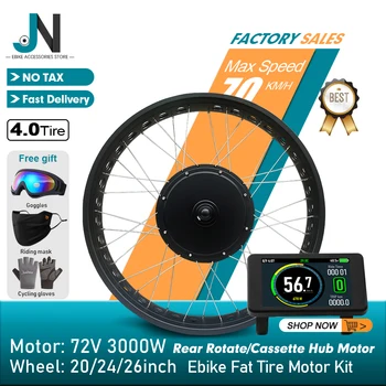 72V 3000W Electric Fat Bike Kit 20 24 26inch 4.0Tire Brushless Rear Hub Motor Wheel Dropout 170/190mm For Snow Ebike Motor Kit