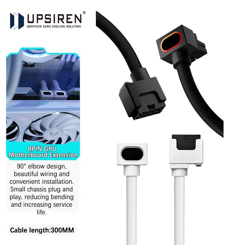 UPSIREN GPU 8PIN Extension Cable,Graphics Card Extension Cable ARGB 5V 3Pin,18AWG 90° Right-Angle Design,Male-to-Female Cable
UPSIREN GPU 8PIN Extension Cable,Graphics Card Extension Cable ARGB 5V 3Pin,18AWG 90° Right-Angle Design,Male-to-Female Cable